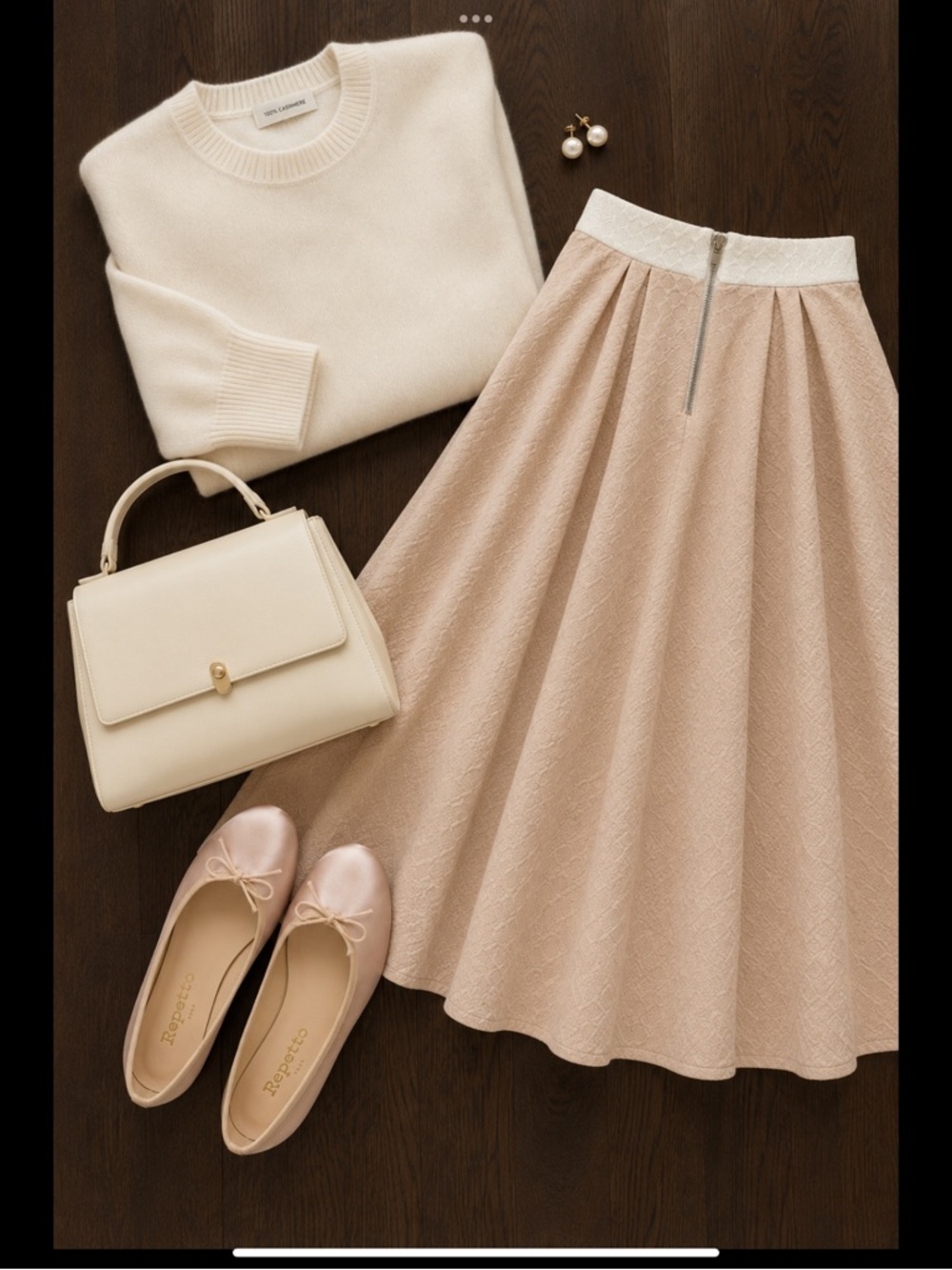 Soft Balletcore Textured Circle Skirt | Blush & Ivory Full Midi Skirt Pockets XS - Picture 13 of 16